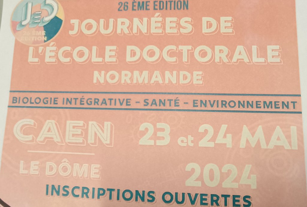 youngFINYS's tweet image. FINYS is present at the 26th edition of the EDnBise #JED doctoral school days 🎓
With the support of #FLI we are offering 4 prizes to reward posters and oral presentations! 
From 100 to 200€ to be won 😁
Let&apos;s start these 2 amazing days!
@_LeDome @normandiedoc @Universite_Caen