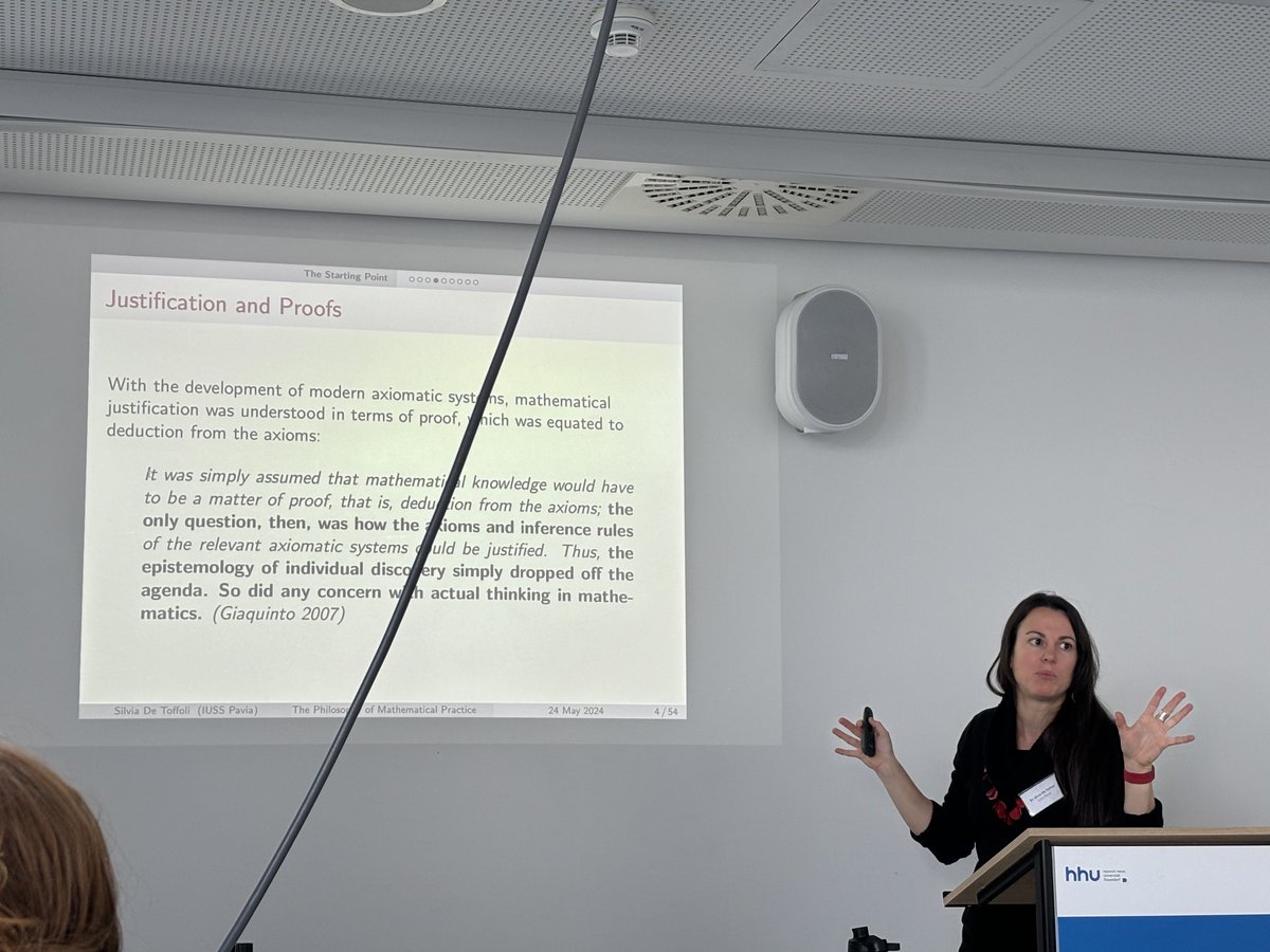 Silvia de Toffoli opens the Düsseldorf conference on mathematical and scientific practices quoting my excellent former UCL colleague Marcus Giaquinto on the need for a practical turn in philosophy of mathematics - programme here: dgwp.org/events/2024/pr…