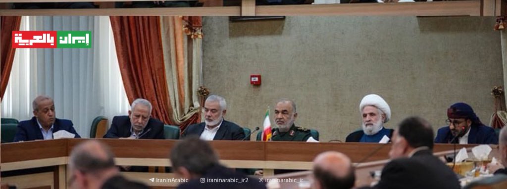 iraninarabic_ir's tweet photo. ⚫️بالصورة | بحضور قائد حرس الثورة الإسلامية اللواء حسين سلامي وقائد قوة القدس في الحرس اللواء اسماعيل قاآني.. اجتماع ضم فصائل المقاومة بحضور ممثلين عن حزب الله وحماس والجهاد الإسلامي وأنصار الله في إيران. https://t.co/tWZIiNSKGo