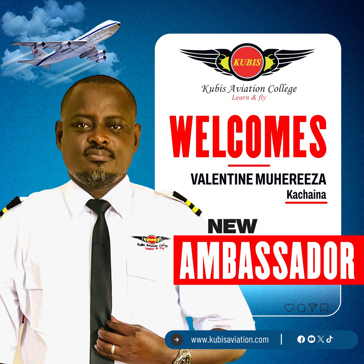 KUBIS_IATA_ATC's tweet photo. Ladies and gentlemen let's welcome the new @kubisaviationcollege ambassador.
Mr. Valentine Muhereeza AK Kachaina
@KachainaValent2
@kachina1
#learnandfly https://t.co/dBTULukkhp