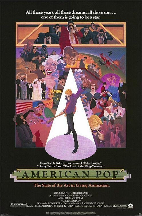 'American Pop' (1981) es de lejos la mejor película de Ralph Bakshi. Un repaso a la evolución de la música popular de los EE.UU. del siglo XX vista a través de 4 generaciones de una familia de judíos. Desde el music hall al jazz pasando por el rock o la psicodelia. Maravillosa.