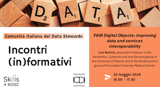 OpenScienceit1's tweet photo. FAIR Digital Objects: cosa sono e in che modo possono migliorare l'interoperabilità di dati e servizi. Se ne parla oggi in un webinar organizzato dalla rete italiana di #datastewards e aperto a tutti: https://t.co/FfBRIMgCdD https://t.co/HdQ5fLGKnh