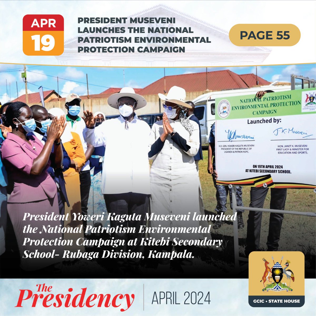 On 19th April, 2024, President @KagutaMuseveni launched the National Patriotism Environmental Protection Campaign at Kitebi Secondary School- Rubaga Division, Kampala.
#ThePresidencyUg #OpenGovUg