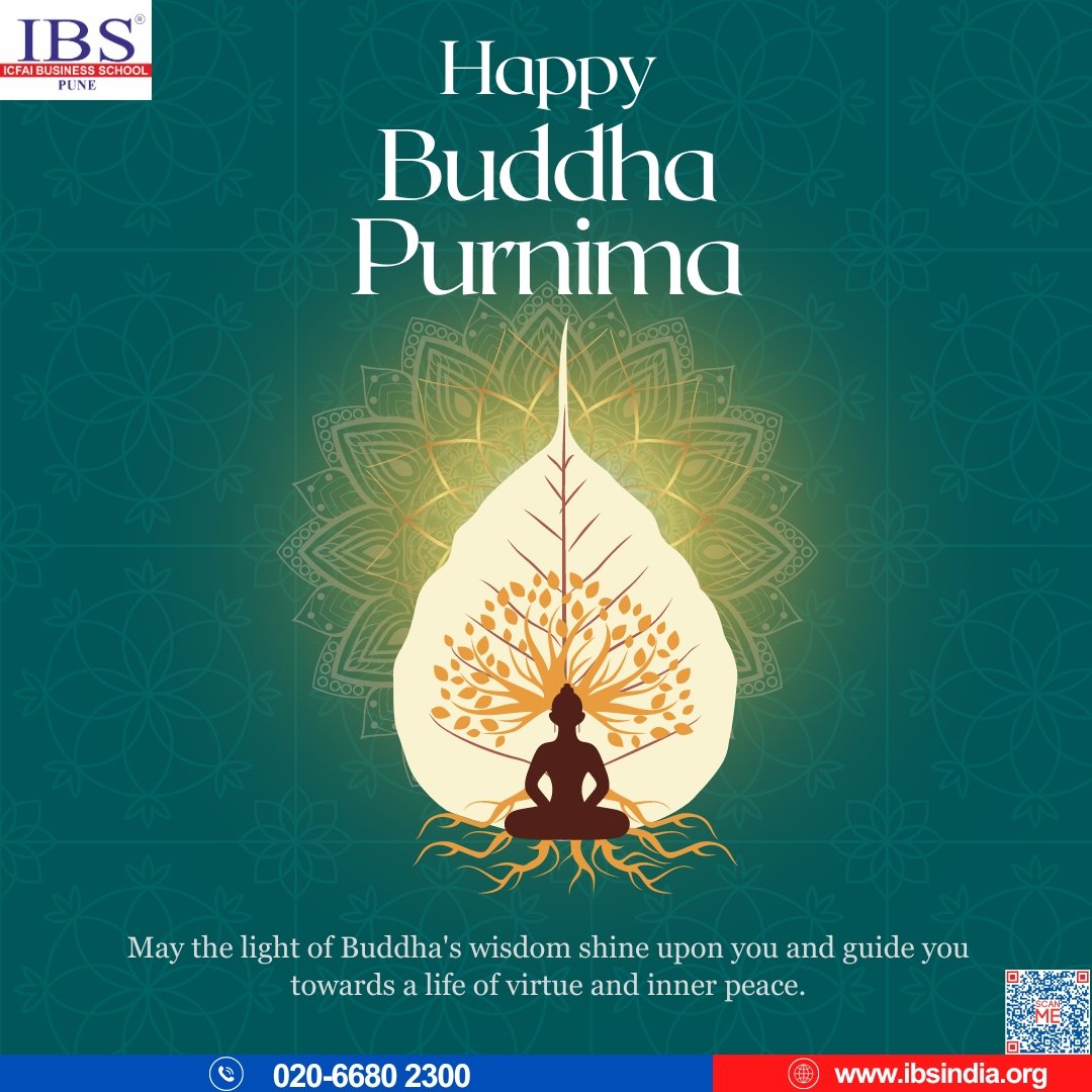 Celebrating the brilliance within us on this special Buddha Purnima. 🌟📚
May your knowledge and kindness glow as brightly as the full moon. ✨🌕

#BuddhaPurnima #Peace #Enlightenment #Wisdom #ICFAIBusinessSchool #IBSPune #IBSAT #PGPM #MBA