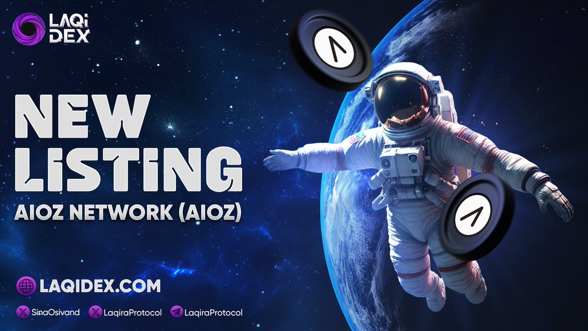 📣 New Listing #AIOZ has been listed on #LaqiDex and it is available for trading now. LaqiDex is a fully decentralized SwapRouter estimating MinimumOutputAmount based on #ChainLink and other on-chain price feeds to avoid any transaction manipulation and price fluctuation during