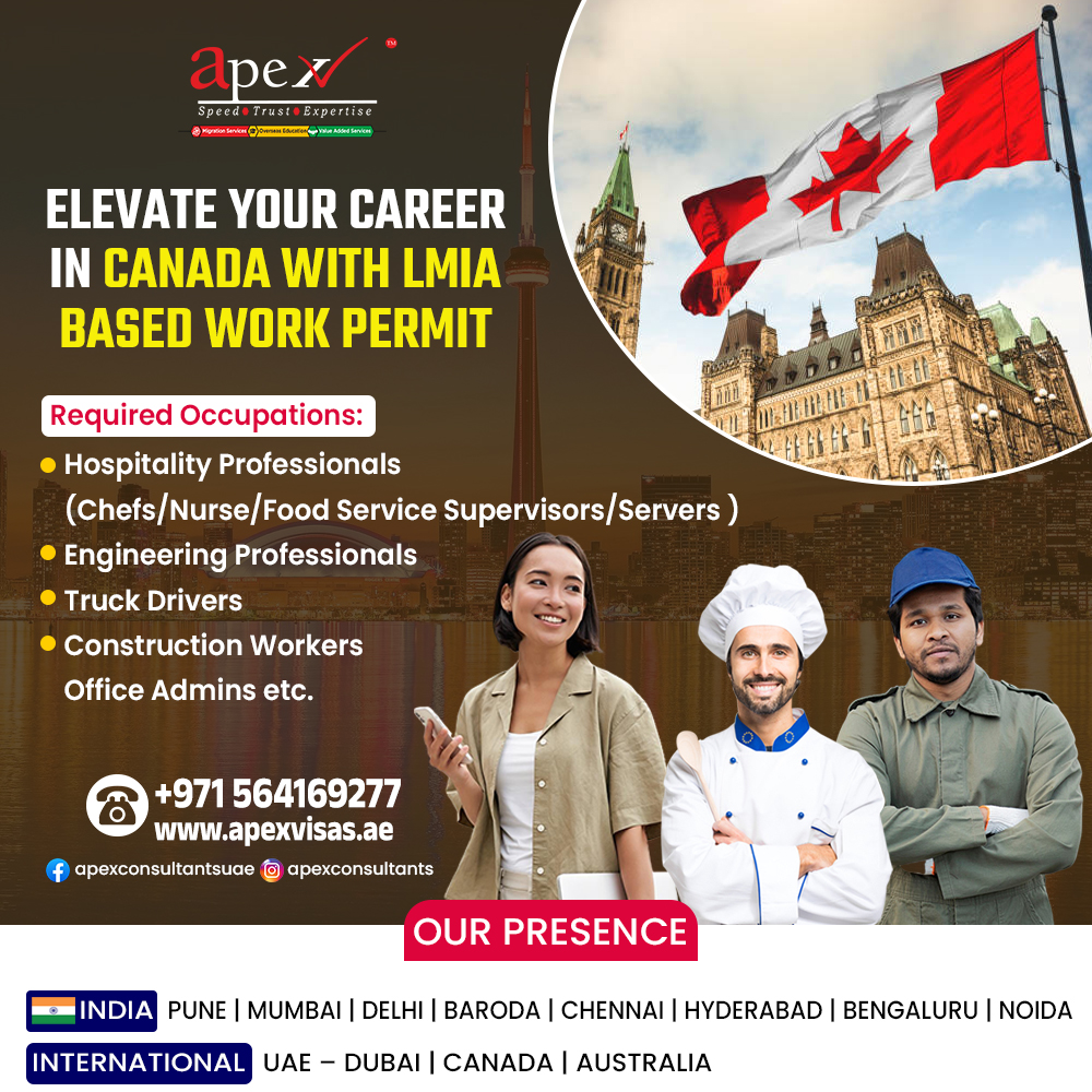 🚀 Elevate Your Career in Canada with an LMIA-Based Work Permit! 🇨🇦

📞 +971-564169277
🌐 apexvisas.ae/skilled/canada…

#CanadaWorkPermit #LMIA #CareerInCanada #ApexVisaConsultancy #HospitalityJobs #EngineeringJobs #TruckDrivingJobs #ConstructionJobs #OfficeAdminJobs