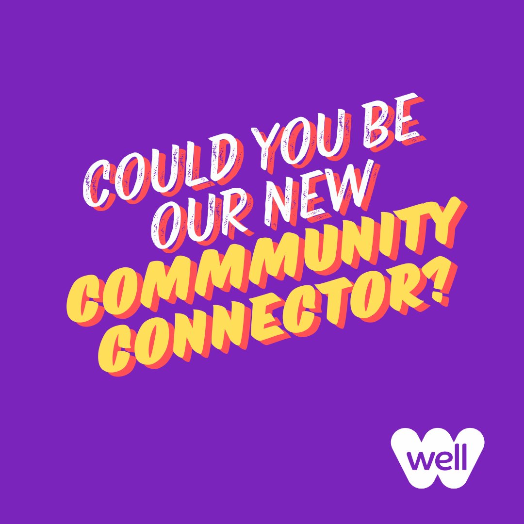 Come and #WorkWithUs

We're seeking a new Community Connector within easy reach of Plymouth, Devon. This is an exciting opportunity to work with us and our partners. To find out more and for how to apply click here:

wellconnecteduk.org/joinus