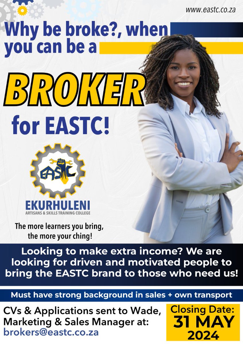 Looking to make an extra income?
EASTC is looking for individuals that are driven and motivated to bring the EASTC brand to those that need us!
Get in touch with us today should you fit the requirements!
