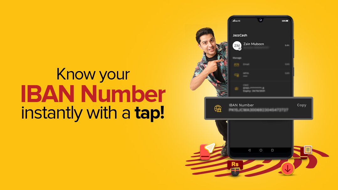 Know your IBAN! Your IBAN number is readily available to you with just a couple of taps in your JazzCash app! Copy and share at your convenience. Download the app now: bit.ly/3CS8cti