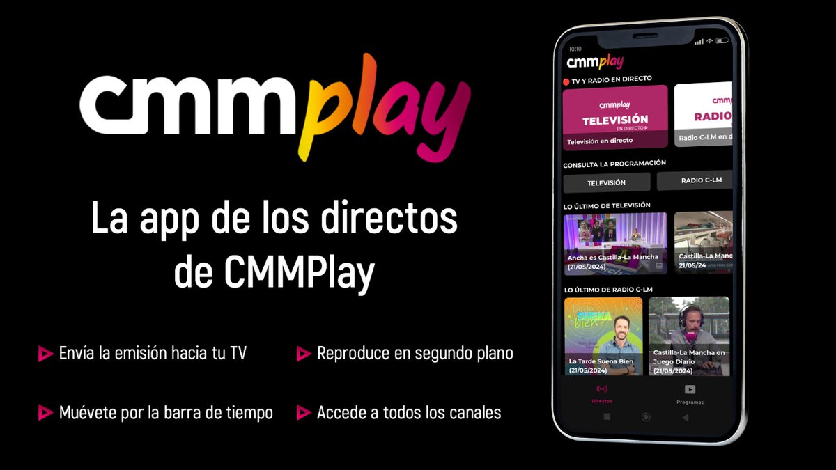 CMM_Play's tweet image. La APP de los directos de CMMPlay; actualización ya disponible en iOS y Android.
► iOS: apps.apple.com/es/app/cmmplay…
► Android: play.google.com/store/apps/det…
Las novedades y cómo descargar la APP: cmmedia.es/noticias/cultu…