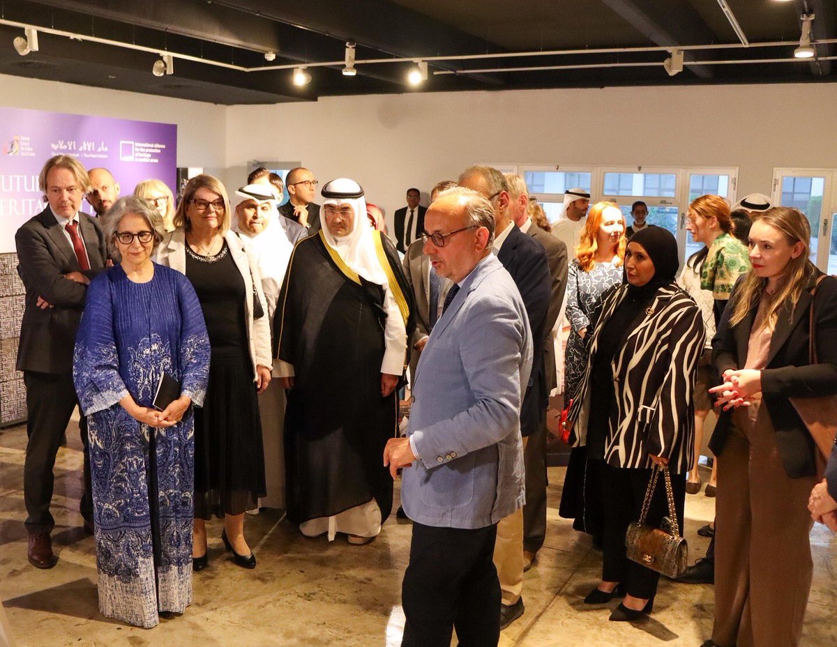 EUinKuwait's tweet photo. EU 🇪🇺 Ambassador Anne Koistinen was delighted to open the exhibition titled "Restoring our past, preserving our future: protecting cultural heritage at risk" at the Yarmouk Cultural Centre 

@DAI_Kuwait
@ALIPHFoundation 
@kw_nccal 

#europemonthinkuwait https://t.co/80zeEYIfeZ