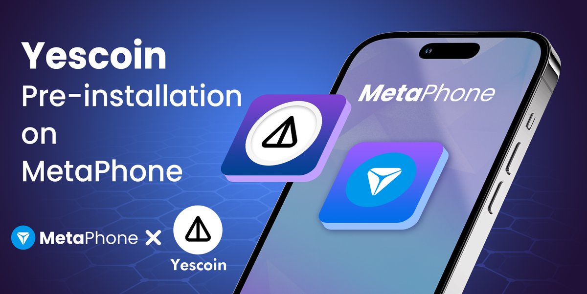 metaphone_ton's tweet photo. 🎉Excited to announce our partnership with @the_yescoin.

💎Yescoin, one of the fastest-growing Telegram games, its App ranks in Top 5 TON Apps, will be Pre-installed on #MetaPhone.

💎MetaPhone is the first #DePIN project on TON and its token $PHONE will be listed on #Bitget May 28th.

🚀Together, we make efforts to flourish the @ton_blockchain ecosystem!