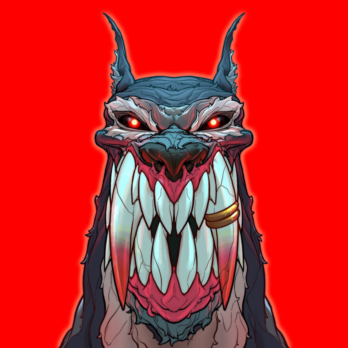 Meet Herja, 

with her eyes ablaze with the fury of a thousand storms, and teeth sharp as the fangs of a forgotten nightmare.