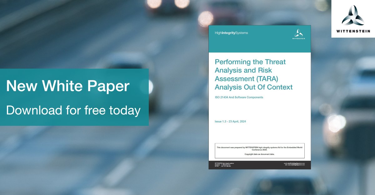 WITTENSTEIN_HIS's tweet image. 🔒 Dive into cybersecurity with our latest white paper! 

&quot;Performing the TARA Out of Context&quot; explores ISO 21434 standards and the SAFERTOS Enhanced Security Module. Originally presented at #EmbeddedWorld2024. 

Read now: highintegritysystems.com/rtos/white-pap…