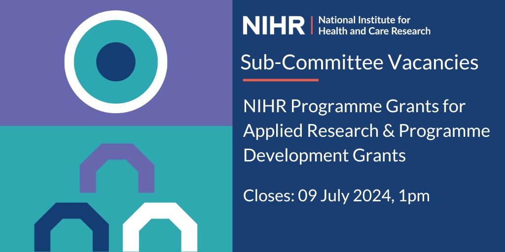 Are you a #Statistician or #HealthEconomist looking to be part of a prestigious funding committee❔ Apply now to become a Sub-Committee Member of our Programme Grants for Applied Research & Programme Development Grants👇 nihr.ac.uk/committees/pro…