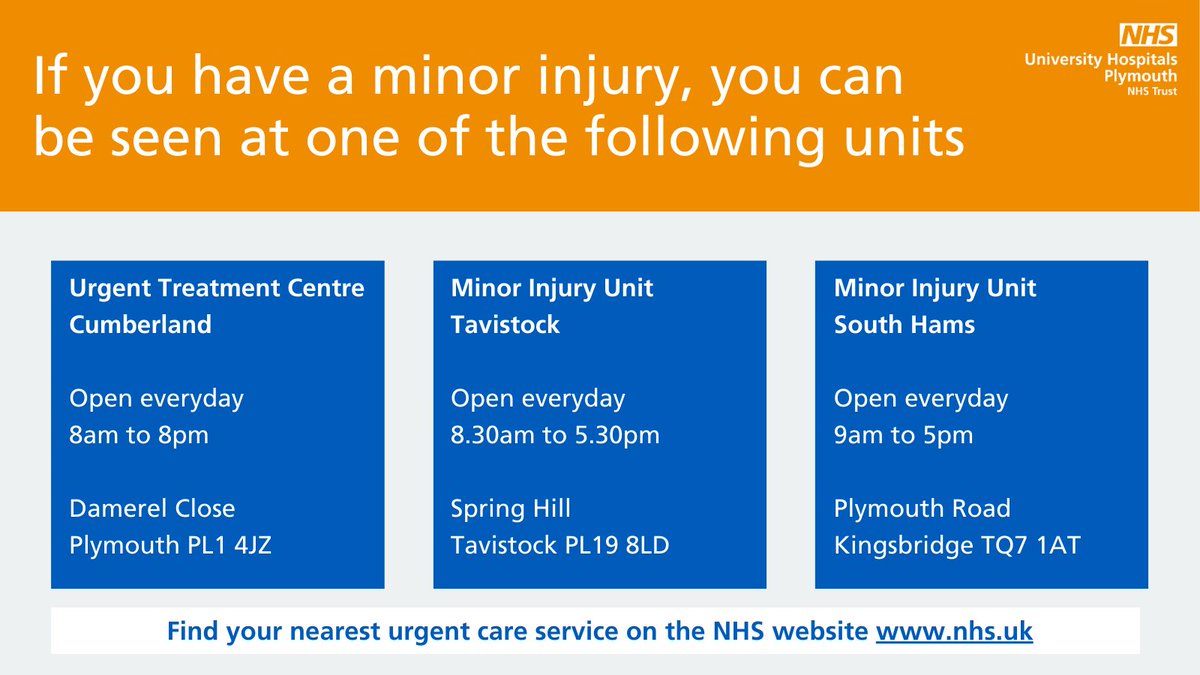 We have x-ray facilities at some of our UTC and MIUs to help diagnose broken bones (upper and lower limbs only). Please note the x-ray service at Tavistock is currently unavailable. Contact NHS 111 or visit ow.ly/Ou5B50Rp6A5