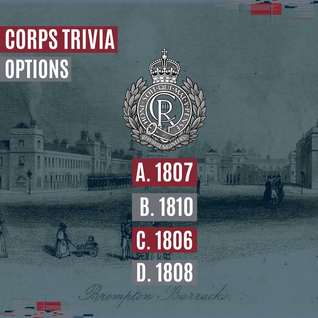 Please join us in answering our next Corps Trivia question! Let us know your answers down below! 🤔🧠💭👇

#Ubique #RoyalEngineers #Ubique