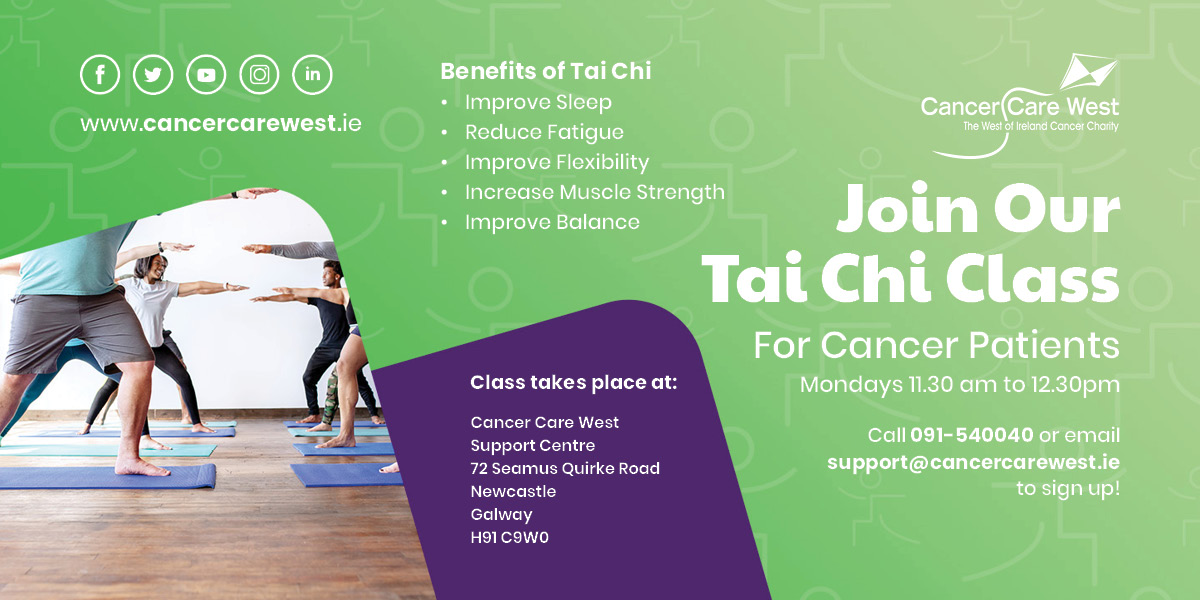 Join us for our Tai Chi Class on Monday at 11.30am. Please book your place by contacting us on 091 540040 #taichi #relaxation #flexibility #wellness #health #cancersupport