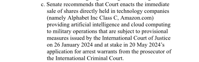 Yesterday Uni of Edinburgh academic senate voted for divestment from Alphabet/Amazon due their involvement in the dispossession of Palestinians providing Israel's army with AI technology potentially in use in Gaza. In recent months staff and students largely voted for divestment