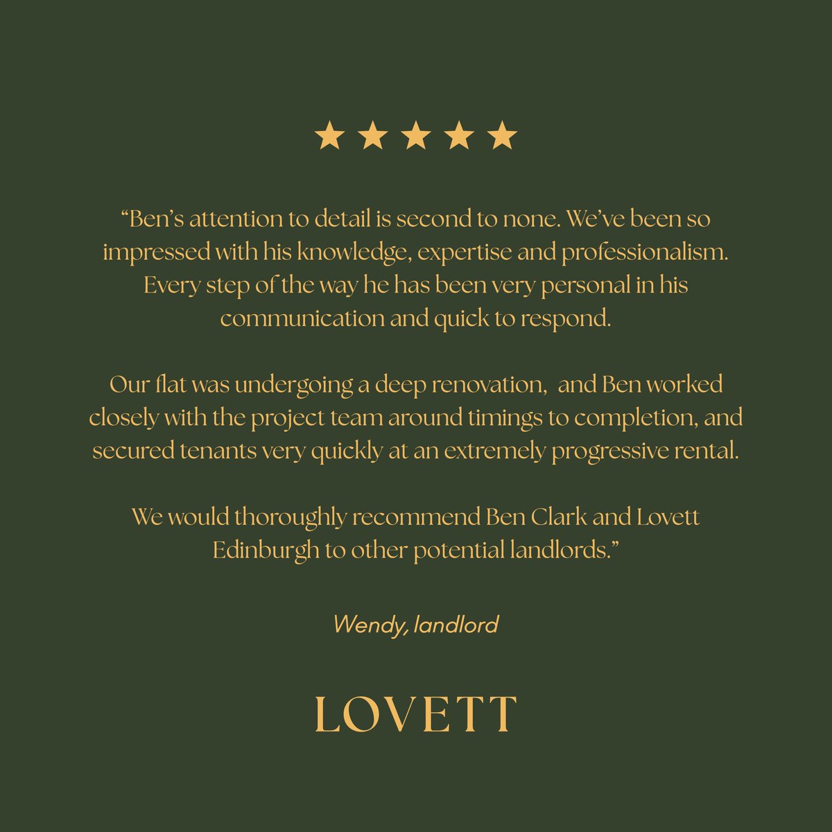 lovettedinburgh's tweet photo. ⭐️ ⭐️ ⭐️ ⭐️ ⭐️

5 star review received!

⭐️ ⭐️ ⭐️ ⭐️ ⭐️

#Edinburgh #Property #EdinburghProperty #ForRentEdinburgh #PropertyManagement #PropertyLettings #LovettEdinburgh #LettingAgent #PropertyManager #Landlords #RealEstate #Properties #Lettings #RealEstateAgent #PropertyManagers https://t.co/QbkOJgGkcX