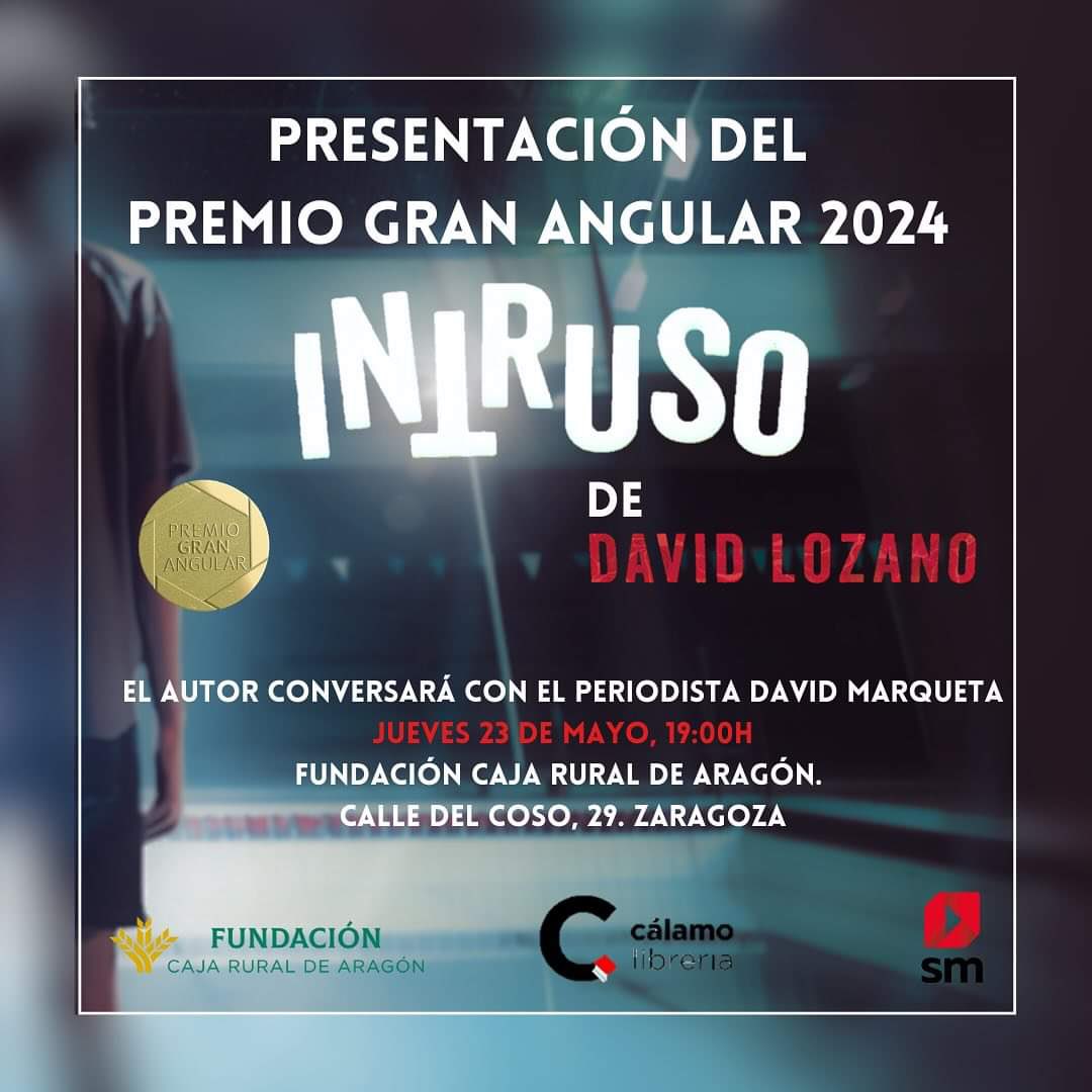 Hoy 23 mayo 👉🏼 👉🏼@DavidlozanoG presenta ‘Intruso’ #PremioGranAngular

📍Sede de Fundación @CajaRuralAragon
🕖 19 horas
Con @LibreriaCalamo 
#ZaragozaLee 

Toda la ℹ️ en 👉🏼libreriasdezaragoza.com/actividades/da…