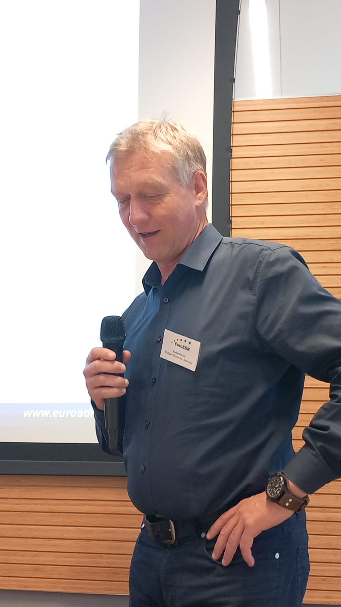 EuroSDR's tweet photo. Norbert Haala starts his last presentation as Chair of Commission 2 - Modelling and Processing, he retires the position at this #BOD144. Past activities include #EduServ courses, & workshops, publications.
#EuroSDR #NMCA #hWh #UniversityOfTwente #Kadaster #ScienceSession https://t.co/95apHkPuMK