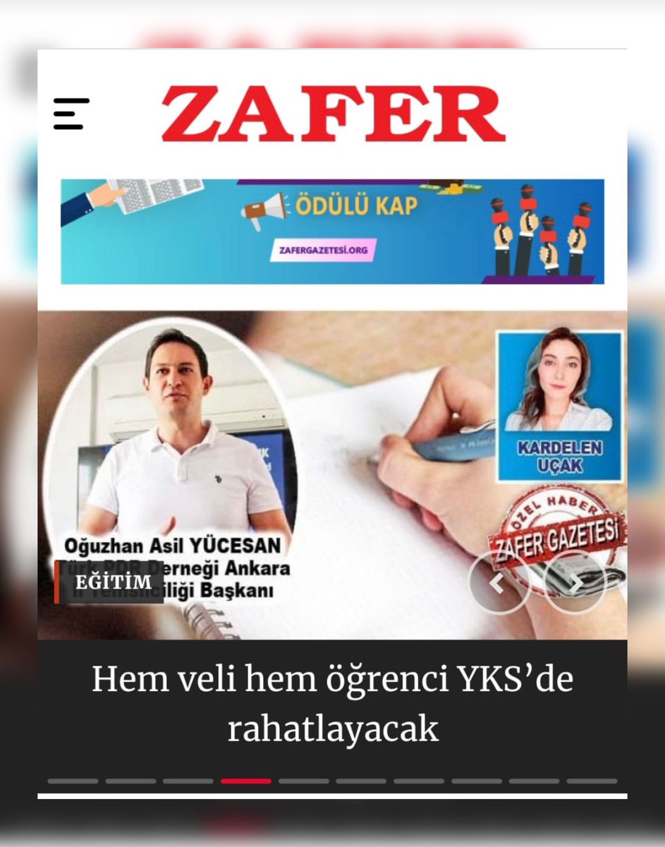 pdrderankara's tweet photo. Türk PDR Derneği Ankara İl Temsilcimiz ile Zafer Gazetesinin yaptığı, 'YKS öncesi öğrenci ve velilere sınav stresi ile baş etme' konulu ropörtaja https://t.co/rX7zXouQbZ adresinden ulaşabilirsiniz.  
https://t.co/2H7rsiQCUC  @asilyucesan @mesutyldrm_pdr @turkpdrdernegi https://t.co/inBPhA8kq8