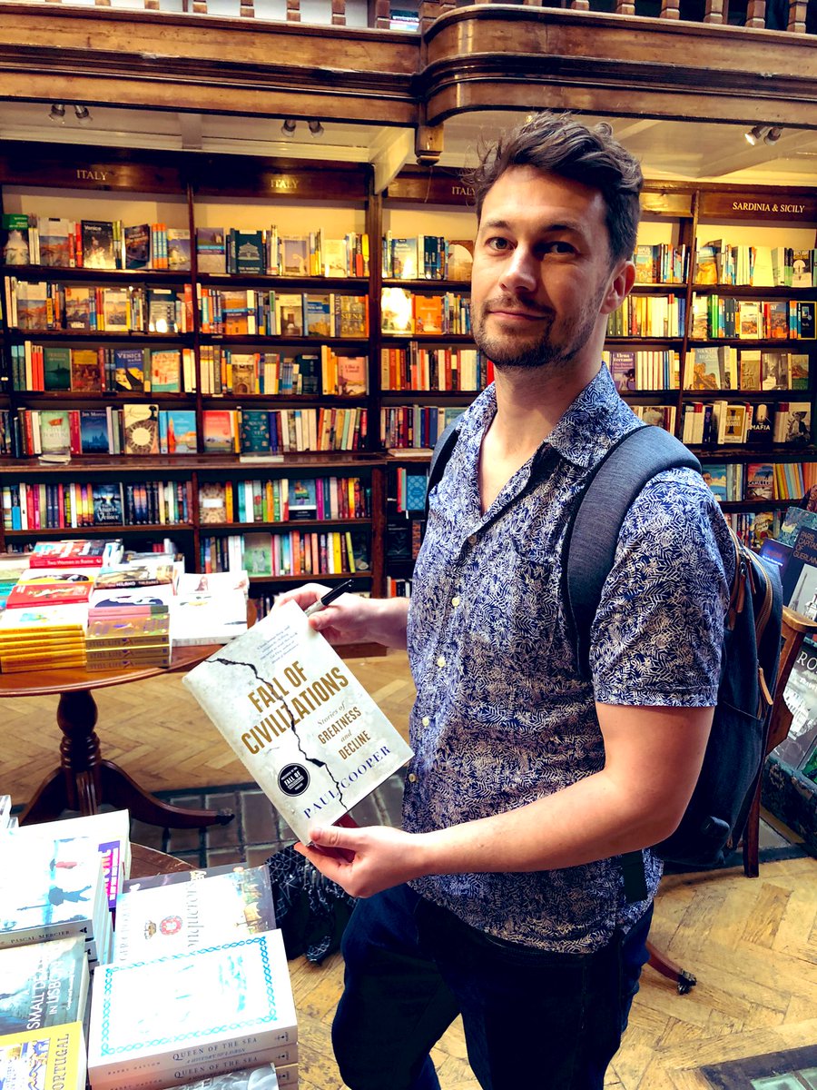 Matt_Casbourne's tweet photo. “Are you the author???” No, I just like bees and books. But now I think I should pretend to be Paul Murray when visiting bookshops because I like the attention. Taken at @WaterstonesPicc while on a @Duckbooks signing tour for @PaulMMCooper’s epic history book #FallOfCivilizations https://t.co/CKJ10HL5pG