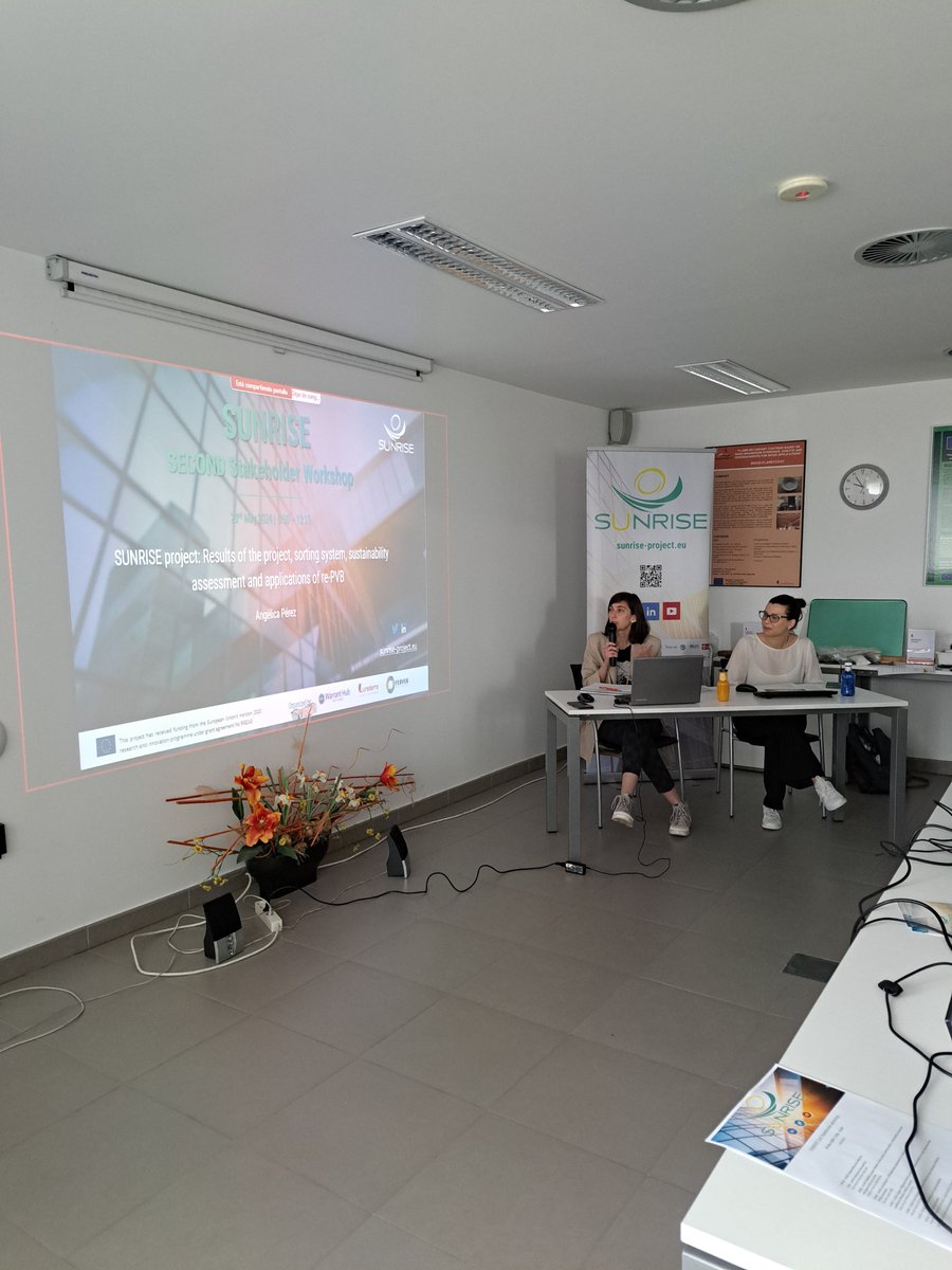 SUNRISE Project (@sunrise_h2020) on Twitter photo 🌅 Updates from the #SUNRISE Project! 🌅
The 2nd Stakeholder Workshop has kicked off at <a href="/LUREDERRA/">Centro Tecnológico Lurederra</a>, Spain!
🎤 Sara Attanà from Warrant Hub - Tinexta Group opened the event. Now, Angelica Perez Manso is leading the technical discussions. 🌟
#SUNRISE #EUHorizon #PVB #Recycling 🌅 Updates from the #SUNRISE Project! 🌅
The 2nd Stakeholder Workshop has kicked off at <a href="/LUREDERRA/">Centro Tecnológico Lurederra</a>, Spain!
🎤 Sara Attanà from Warrant Hub - Tinexta Group opened the event. Now, Angelica Perez Manso is leading the technical discussions. 🌟
#SUNRISE #EUHorizon #PVB #Recycling