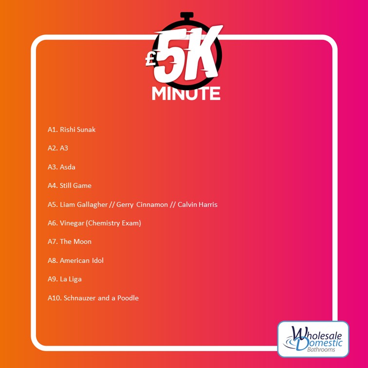 🧑‍🍳 Scott the Chef from Stirling was cooking up some sweet & sour chicken for a corporate event when he phoned in to take on this morning's #5KMinute and scored a 5⃣/🔟 @WholesaleDom