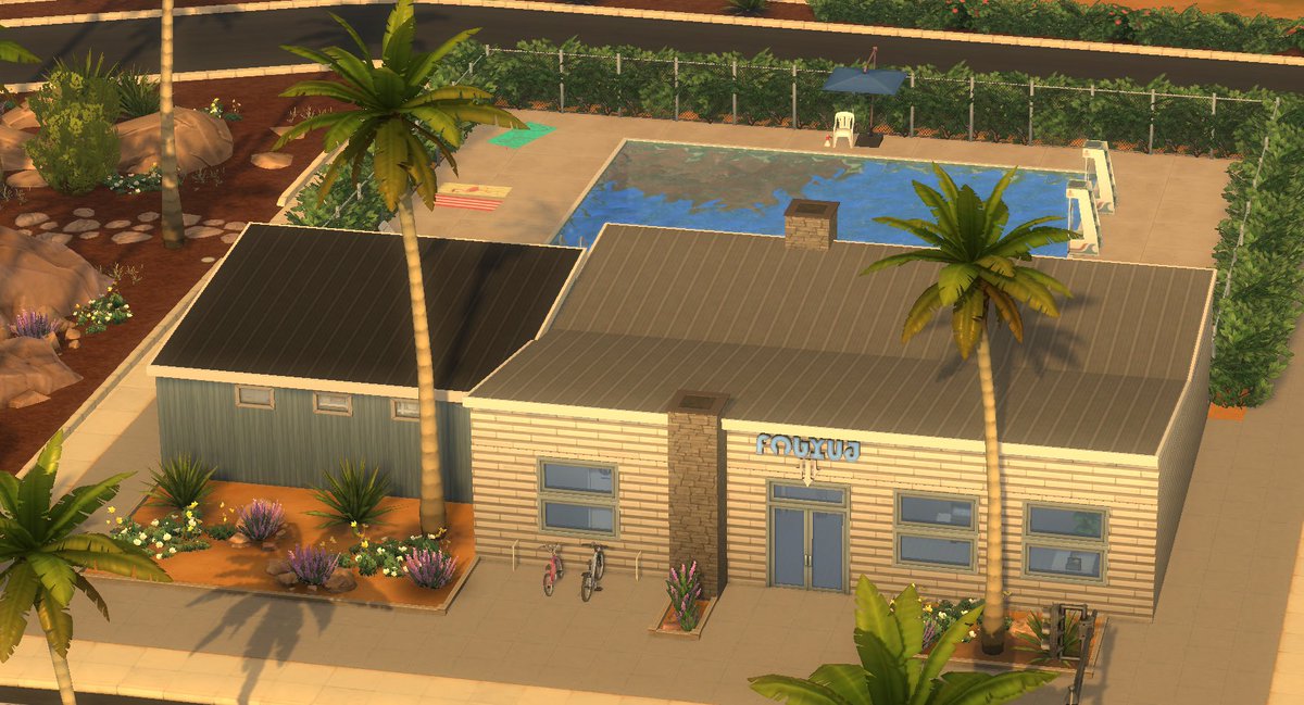 tauwill2's tweet photo. La piscine d’#OasisSprings datant des années 80 n’a pas beaucoup changé. Elle reste cependant le lieu favori des ados durant les chaudes journées estivales. 
Galerie : #tauwill #justwhatitsims 
#nocc #moveobjectson
#thesims4 #sims4 #thesims #lessims https://t.co/PkDpFNxcGI