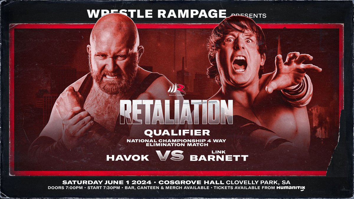 MATCH ANNOUNCEMENT | June 1st | Cosgrove Hall Friends and former teammates collide in the final Australian National Championship 4-Way qualifying match! 🎟️ bit.ly/WRRetaliationT…