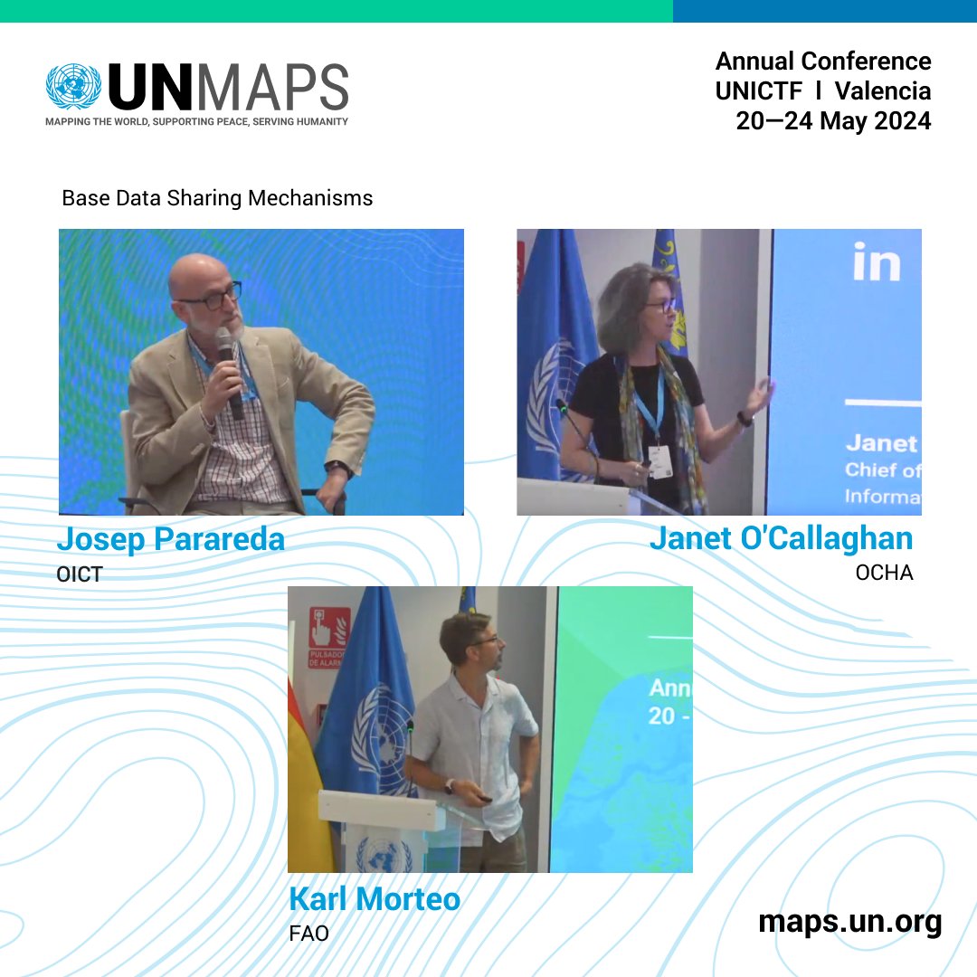 #UNMapsConference Moderated by Mrs. Ayako Kagawa, panelists Mrs. Janet O'Callaghan from OCHA, Mr. Josep Parareda from OICT, and Mr. Karl Morteo from FAO discussed base data sharing mechanisms.