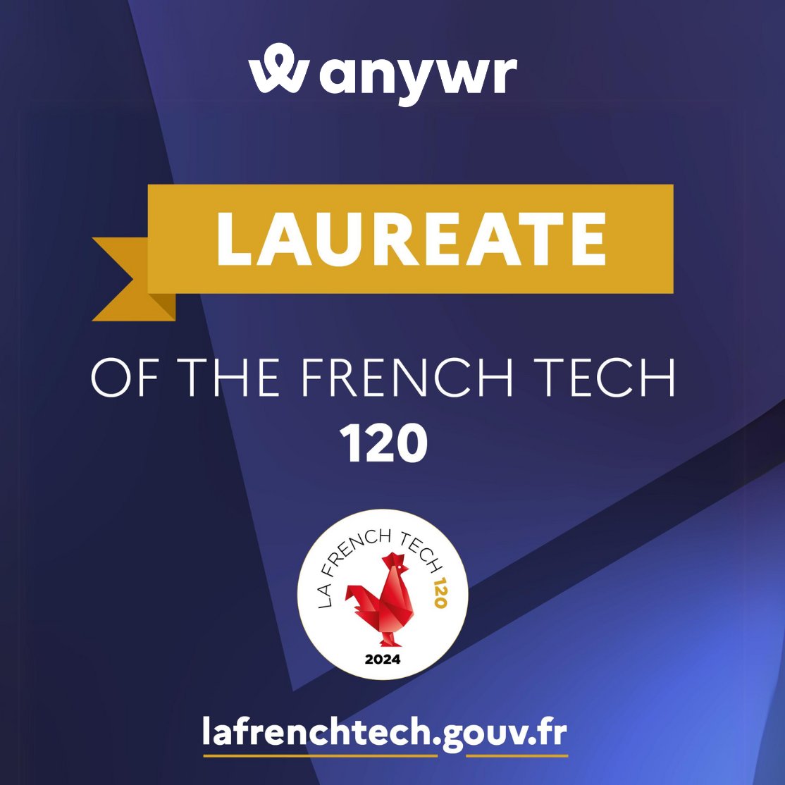We are proud to announce that Anywr is part of this year's prestigious #FrenchTech120 promotion! 🎉🏆 Thanks to Mission French Tech for this recognition . Excited to collaborate with other winners to make #LaFrenchTech shine globally!