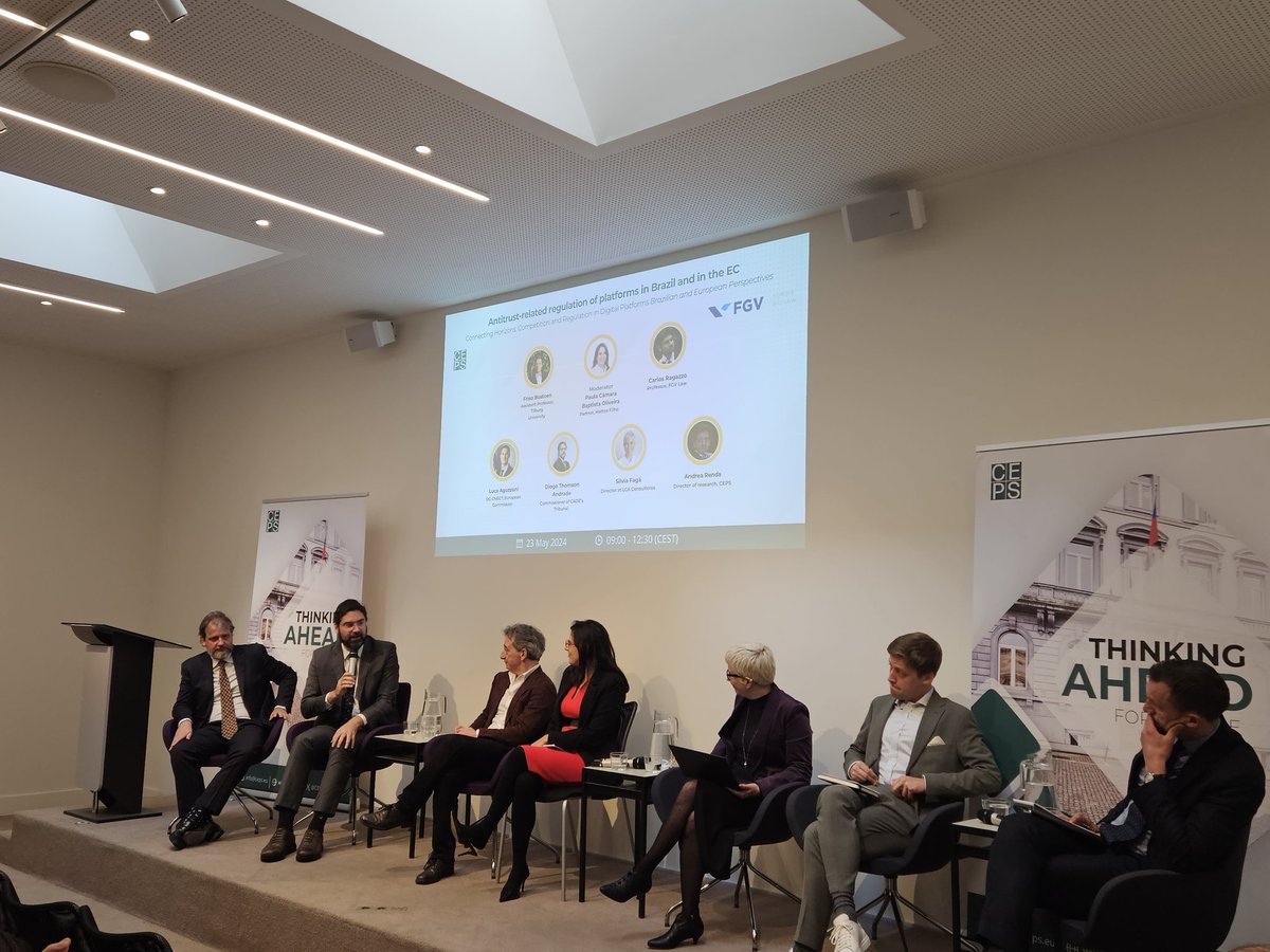 🔴 LIVE NOW / The first panel of our event on competition and regulation in digital platform is on! We are exploring key developments in antitrust-related regulations in Brazil and in the EU with: 📌 @BostoenFriso, @TilburgU 📌 @carlos_ragazzo, @FGVBrazil 📌 Luca Aguzzoni,
