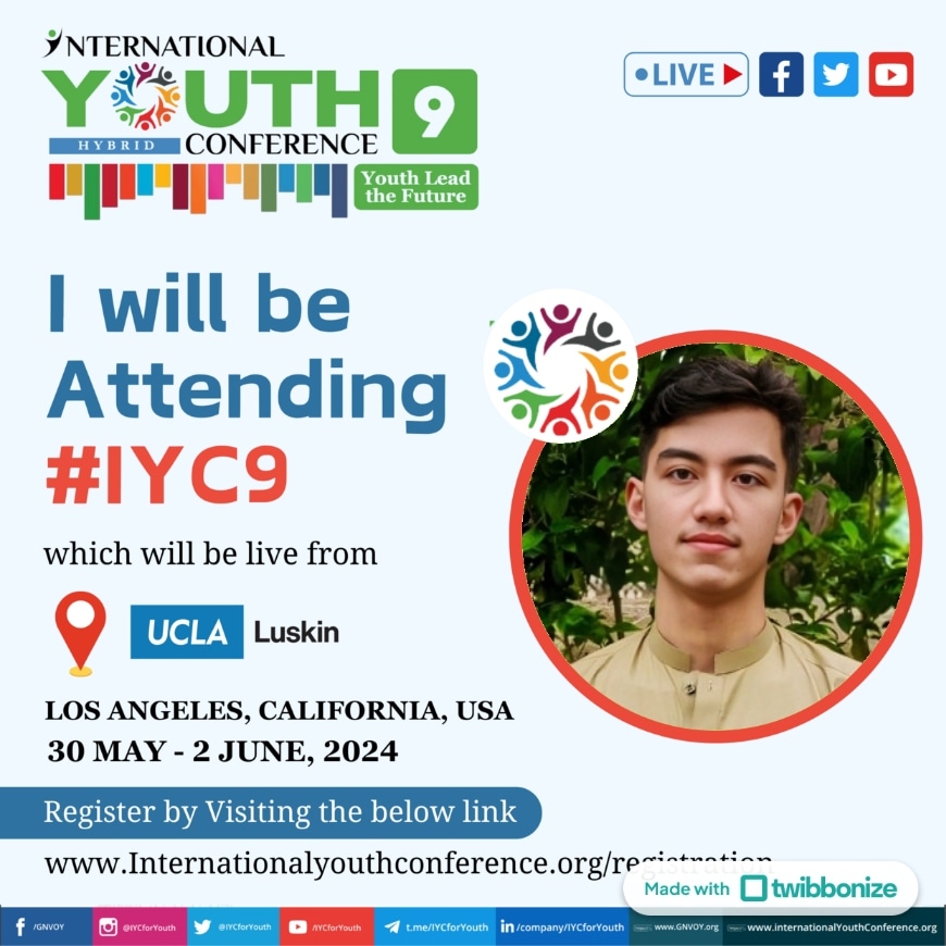 Excited to attend the 9th International Youth Conference hosted by UCLA Luskin in LA from May 30 to June 2, 2024. Theme: 'Youth Lead the Future'. Join us: Internationalyouthconference.org/registration. @IYCForYouth #IYC2024 #YouthLeadTheFuture