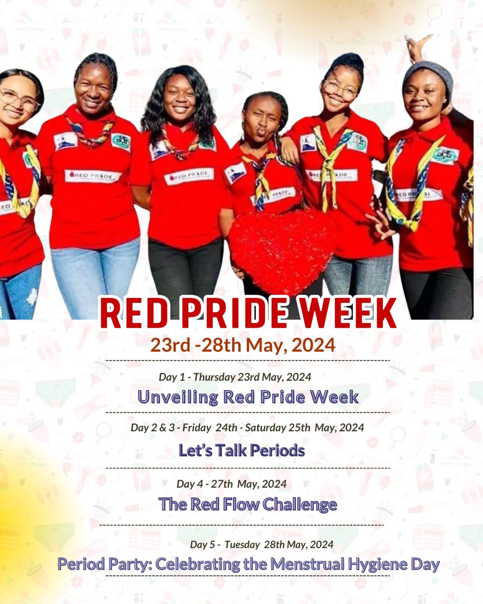 Celebrating a period friendly world as we start Red Pride Week from Thursday 23rd May - Tuesday 28th May, 2024.

Follow, like and share our posts!

#yessgirlsmovement @wagggsworld @africa_region @WAGGGSAsiaPac @norecno