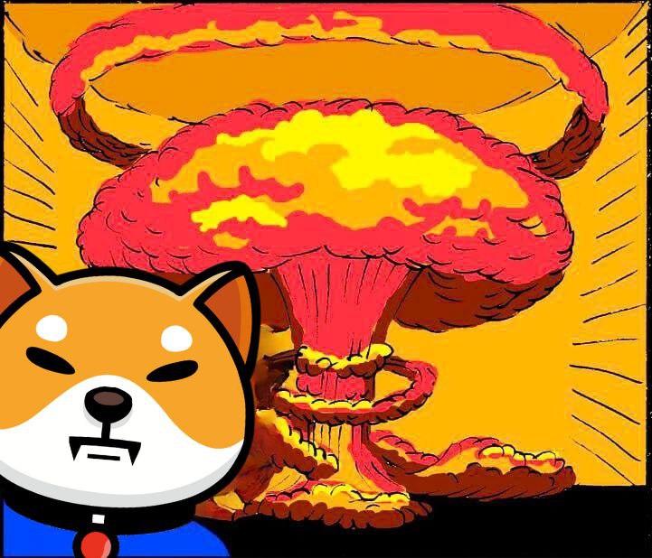 POV: #Babyshib drops the mic, and it's more like dropping a bomb; the massive explosion begins. 🐕