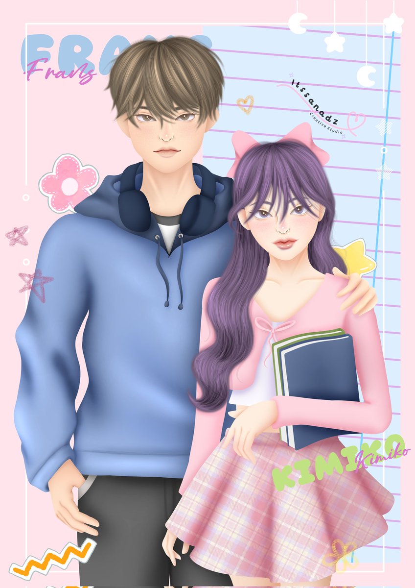 draw a cute couple ✨💕 #couple #cutecouple #couplegoals #digitalart #illustration #digitaldrawing #clipstudiopaint #csp #bookcover