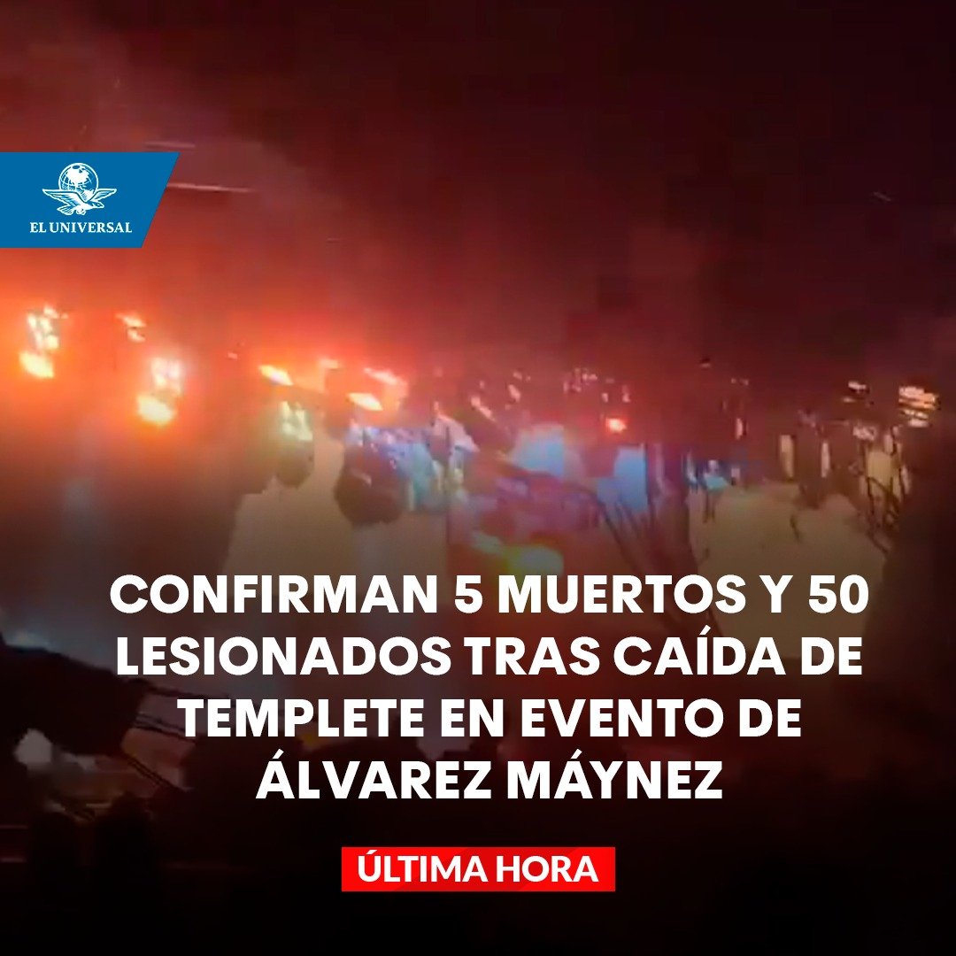 #ÚLTIMAHORA 🚨 Confirman cinco muertos tras desplome de templete en mitin de Movimiento Ciudadano en Nuevo León, donde estaba Jorge Álvarez Máynez
👉 tinyurl.com/2346hwyp