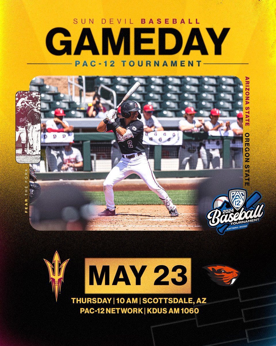 Game two of the Pac-12 Tournament 🔱 🔗 linktr.ee/sundevilbaseba… #ForksUp /// #O2V