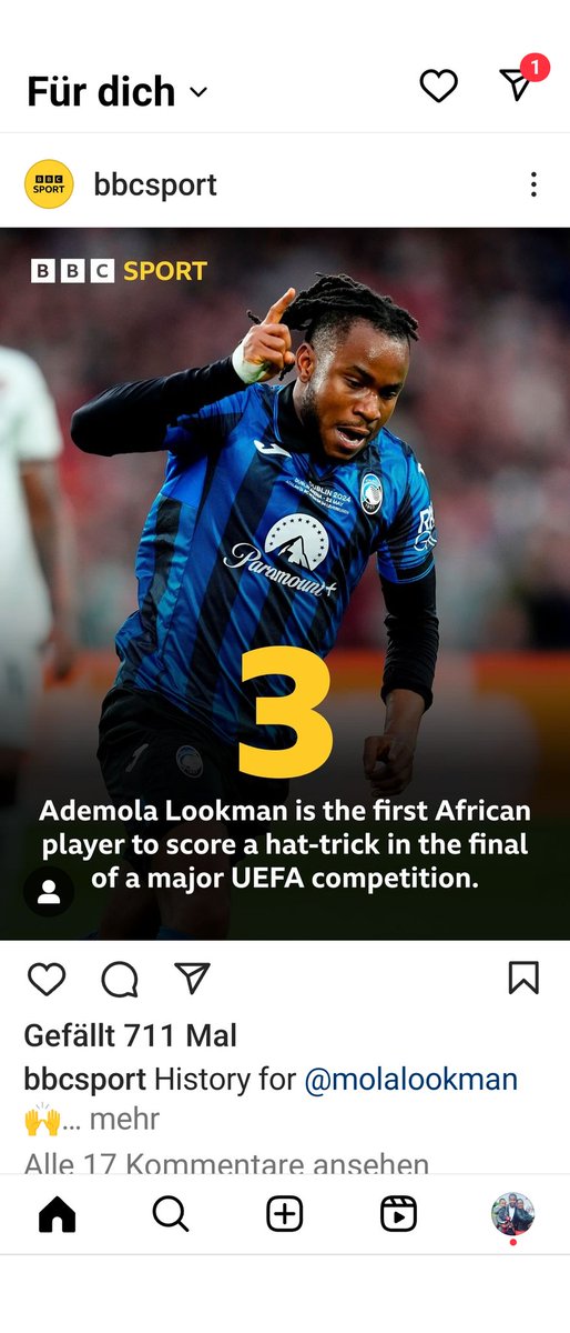 drianTech's tweet photo. Post removed after Comments came in that Hes Just Not the First African but the First Player to Score an Hat Trick at any European Finals. https://t.co/9z3zTAWyrc