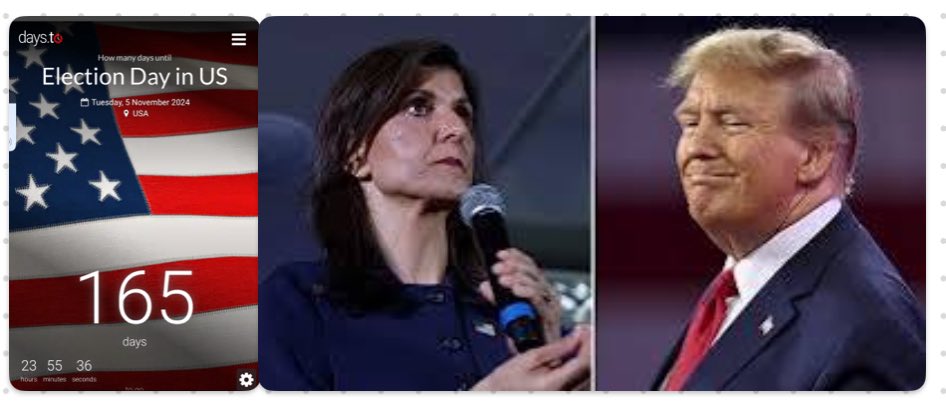 🚨165 Days Until Trump is Elected President 🚨 Nikki Haley says she is voting for President Trump, does anyone care what Nikki Does? #NEVERNIKKI #FJB 🇺🇸I Can’t Wait🇺🇸 Pass it on 👉👉