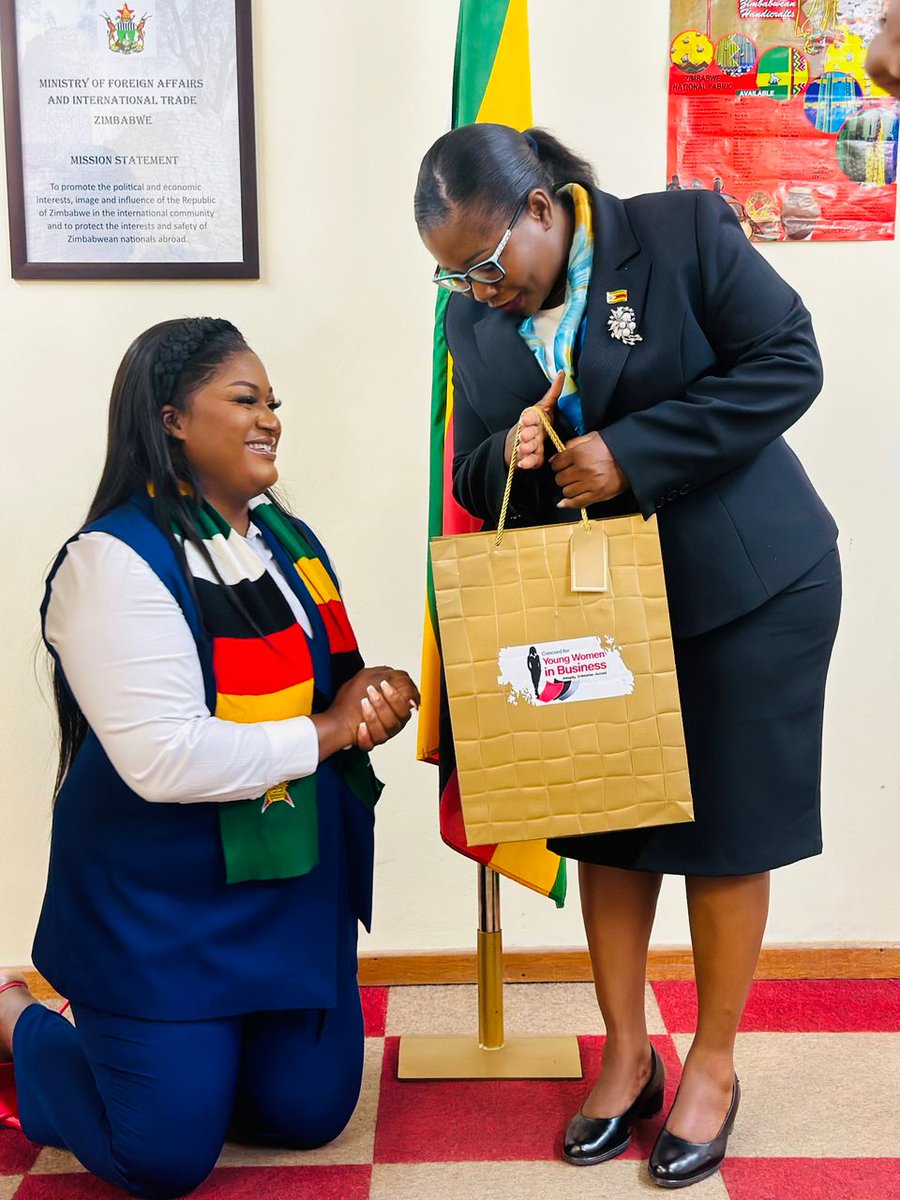 One thing about ZanuPF women is that we're well mannered,we do'nt loose our cultural beliefs because,above all,our ZanuPF Ideology upholds'UBUNTU'first and foremost,on her knees is my beautiful sister who's the brains behind Concord Young Women in Bussiness,Ms Aphia Musavengana.