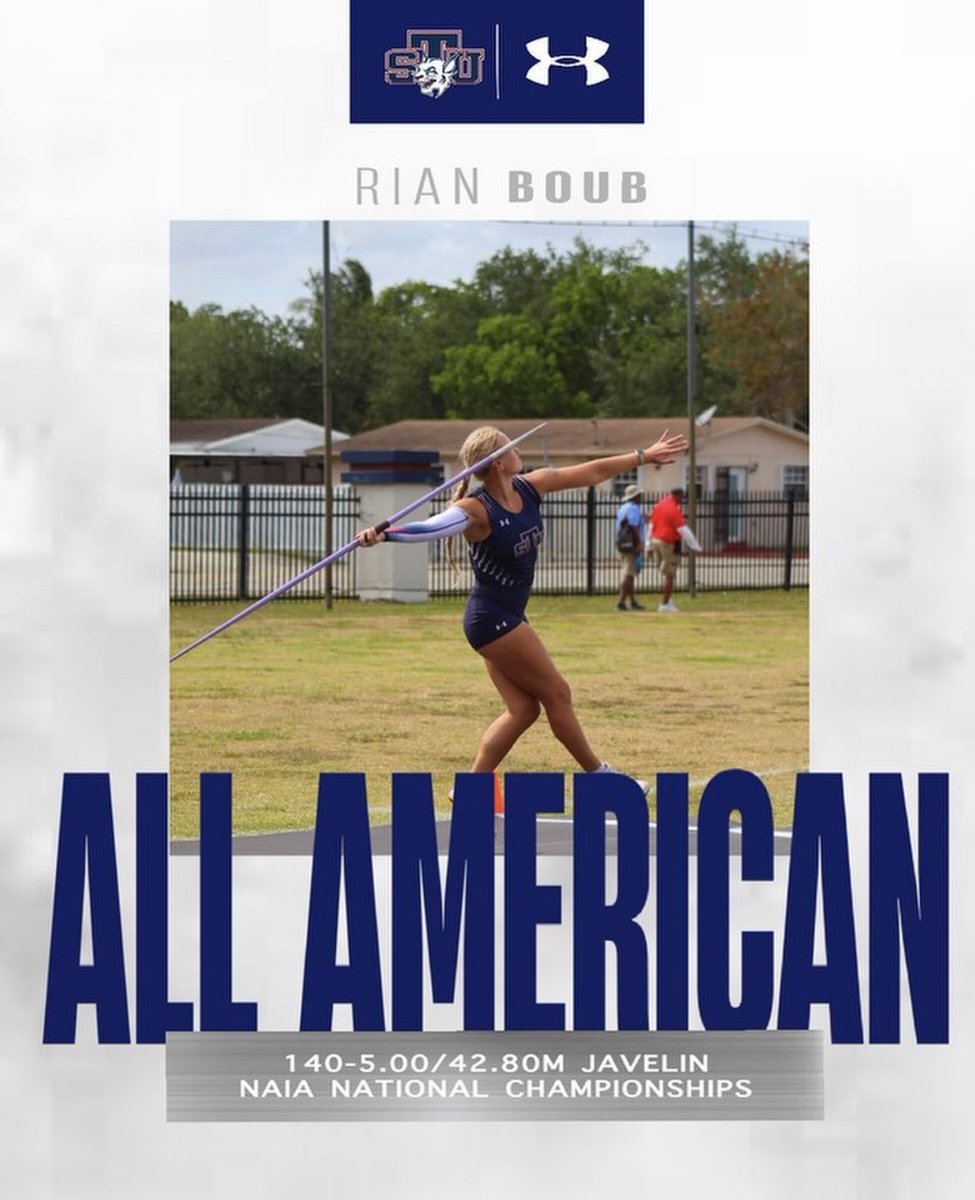 All-American Rian Boub placed 5th place at the National Championships in the javelin throw with a new pr of 42.80 meters!

#STUTrack