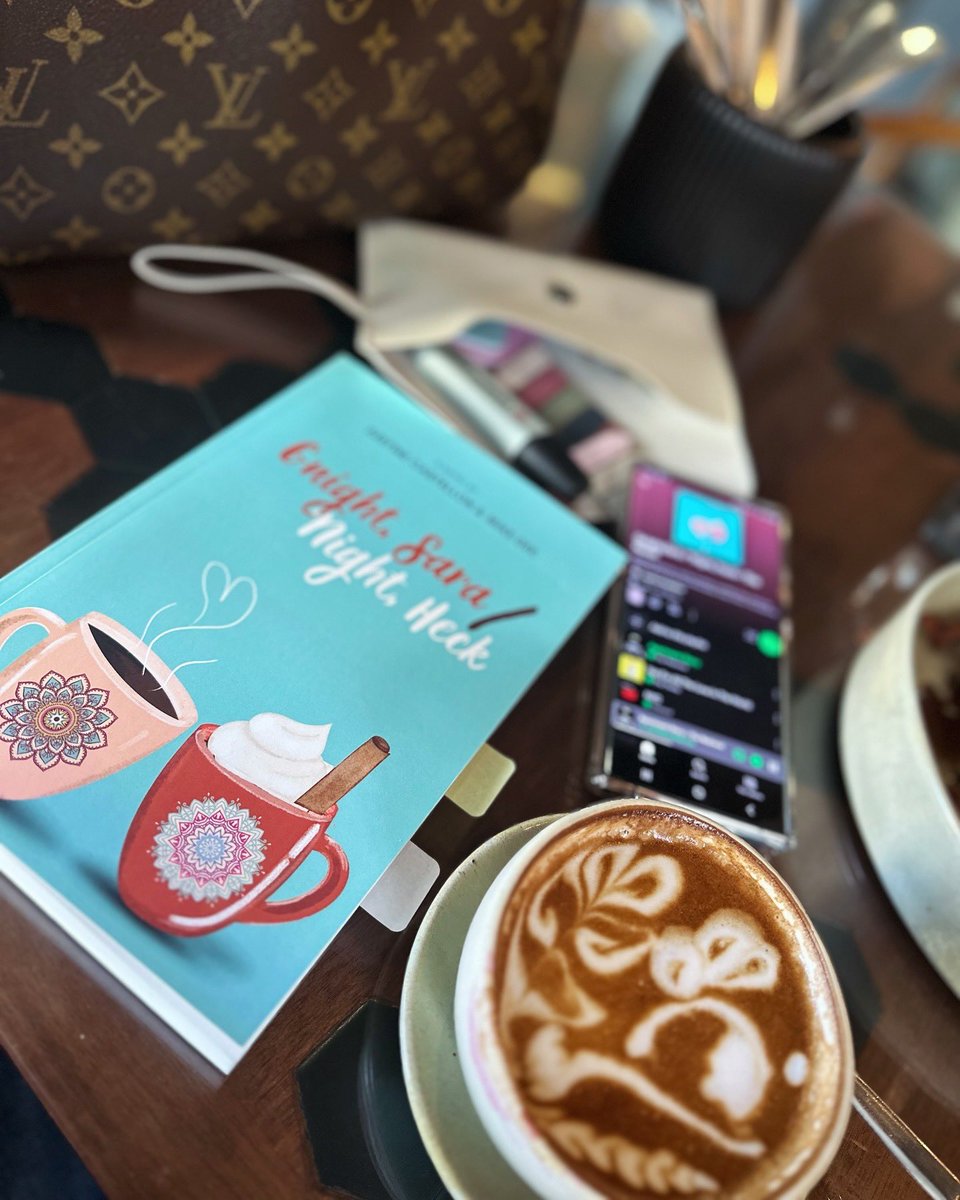 justcastellon's tweet image. I feel like Sara, our protagonist in the novel #GnightSaraNightHeck, with a book, a Spotify reading playlist, pens, notes, and #brinner—a term coined by Heck that means breakfast food for dinner.