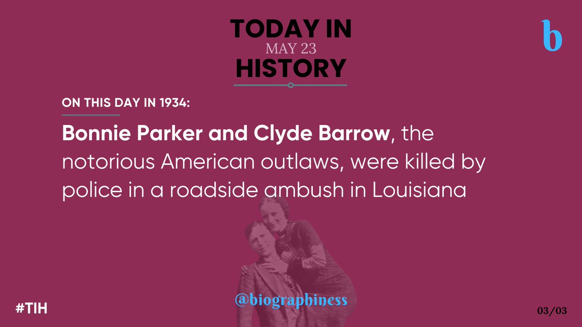 On May 23, from the valor of a French heroine to the birth of Canadian law, ending with a notorious duo’s last ride, history marks this day with tales of courage, order, and infamy.🗡️🚓🇨🇦

#Biographiness #Biograghines #TodayInHistory #TIH #OnThisDay #OTD #HistoryFacts #May23