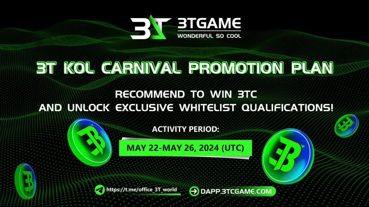 👽 3T KOL Carnival: Earn 3TC and Unlock Exclusive Whitelist Spots!🎉

⏰ May 22—May 26, 2024 (UTC)

🔗 Details: medium.com/@Official_3T/3…

🌟 KOL Promotion Incentives &amp;💸KOL Public Offering Incentives; Refer Friends &amp; Claim your rewards!

⚡️ Join us in making 3T a success! 🚀