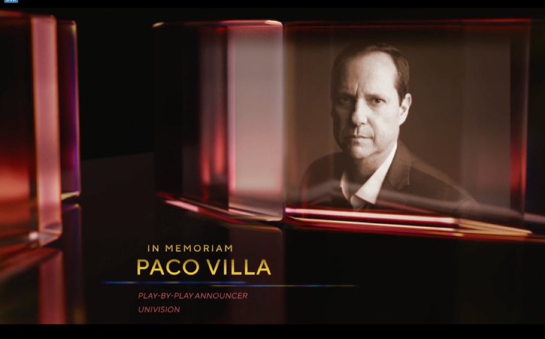 Recordaron a @Paco_Villa_ en los @sportsemmys. #inmemoriam