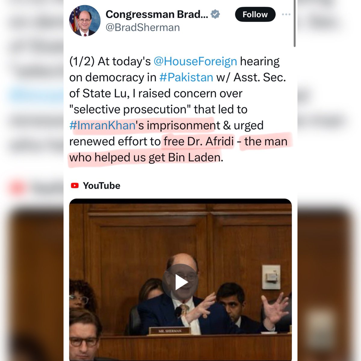 fake_burster's tweet photo. America’s 2 Main Concerns 👇

1. Dr Shakeel Afridi: The Traitor of Pakistan who helped them get to Osama Bin Laden

2. Imran Khan:  The man who held USA responsible for his so called “regime change”

Something is not catching up! 😉
@BradSherman https://t.co/kfkFM3PIpU